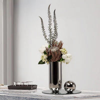 Modern Luxury Stainless Steel & Ceramic Flower Vase for Home Decor