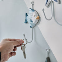 Mediterranean Style Wooden Wall Hooks with Iron Accents for Coats and Hats