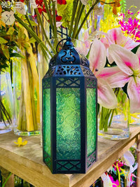 American Country Style Stained Glass Candle Holder Lantern for Home Decor
