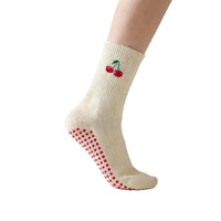 Women's Non-Slip Yoga Pilates Barre Socks Mid-Calf Cotton Grip Socks for Fitness Dance