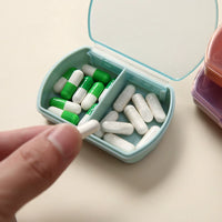 Portable Mini 2-Compartment Pill Organizer for Daily Use and Travel