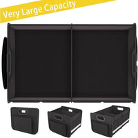 Foldable Car Trunk Organizer with Reflective Strip, Large Capacity Multi-Compartment Storage with Reinforced Handles