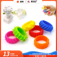 Fidget Sensory Rings Silicone Textured Stress Relief Toy Set