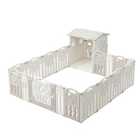Baby Playpen with Playhouse and Storage Rack, Indoor Safety Activity Center for Infants and Toddlers