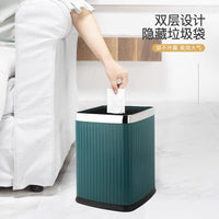 12L Square Faux Leather Waste Bin with Marble Pattern for Home and Office
