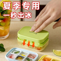 Quick Release Ice Cube Tray with Lid, Mini Ice Maker for Home Refrigerator, Press-Type Ice Box