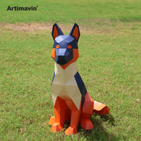 German Shepherd 3D Papercraft Model Kit - DIY Police Dog Paper Art