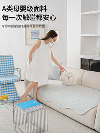 Premium Ice Silk Sofa Cushion Cover Summer Cooling Mat Non-slip Class A Fabric