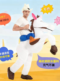 Inflatable Unicorn Horse Riding Costume for Adults and Kids