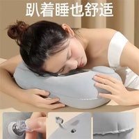 Inflatable Travel Neck Pillow for Car, Office, and Airplane - Portable U-Shaped Head and Neck Support Cushion