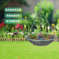 Outdoor Hanging Bird Bath Feeder with Butterfly Decor for Garden Patio
