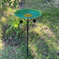 Peacock Tail Iron Bird Bath Feeder for Garden & Yard Decoration