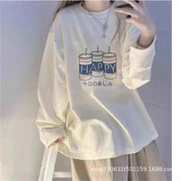 Women's Long Sleeve T-Shirt Round Neck Base Layer Top with Unique Design