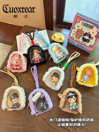 Plush Transparent Mini Pouch for Badges, Coins, and Earbuds - Cute Canvas Storage Bag