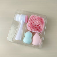 Silicone Facial Cleansing Brush & Bath Scrubber Set with Beauty Sponge