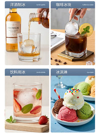 Large Silicone Ice Ball Mold for Whiskey and Cocktails, Reusable Sphere Ice Maker for Home Bar and Freezer