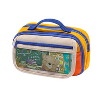 INS Vintage Large Capacity Pencil Case Multi-layer Storage Stationery Bag for Students