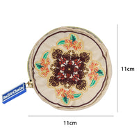 Japanese Style Embroidered Nylon Coin Purse with Keychain for Everyday Use