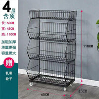 Heavy-Duty Mobile Metal 4-Tier Slanted Basket Display Rack for Retail Stores