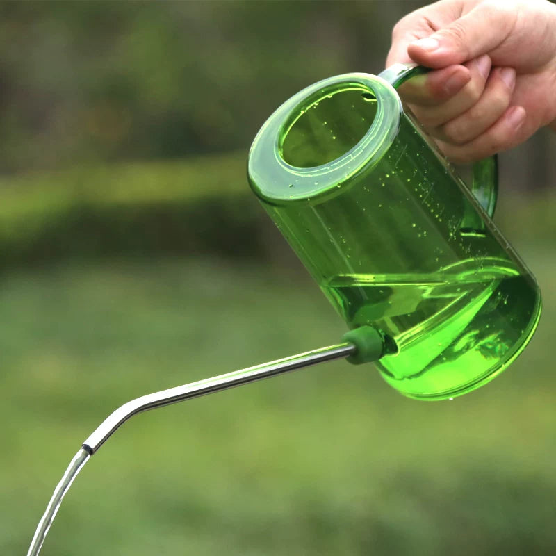 Stylish Translucent Watering Can with Stainless Steel Spout for Indoor and Outdoor Plants