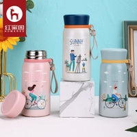 Cartoon Embossed Vacuum Insulated Water Bottle with Handle for Students and Commuters