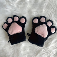 Lolita Cat Paw Gloves Headband Tail Set Plush Cosplay Accessories