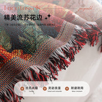Oil Painting Style Faux Linen Sofa Cover All-Inclusive Anti-Scratch Pet Protector Slipcover