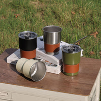 304 Stainless Steel Coffee Tumbler with Straw, Single-Layer Rolled Rim, for Outdoor Camping and Car Use