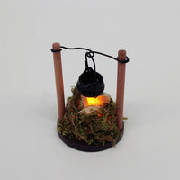 Miniature Dollhouse Hanging Fireplace with Log Pile for Dollhouse Decor