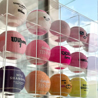 Acrylic Tennis Ball Display Case with Door, Baseball & Small Ball Storage Organizer, Desktop Collectible Holder