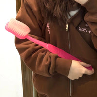 Giant Toothbrush Shaped Long Handle Bath Body Brush for Back Exfoliation and Showering