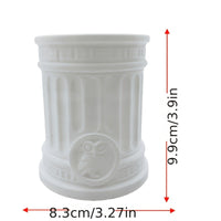 European Retro Greek Mythology Roman Column Owl Relief Pen Holder Desk Organizer