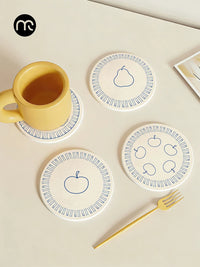 Cartoon Diatomaceous Earth Coasters for Drinks, Absorbent and Quick-Drying Cup Mats