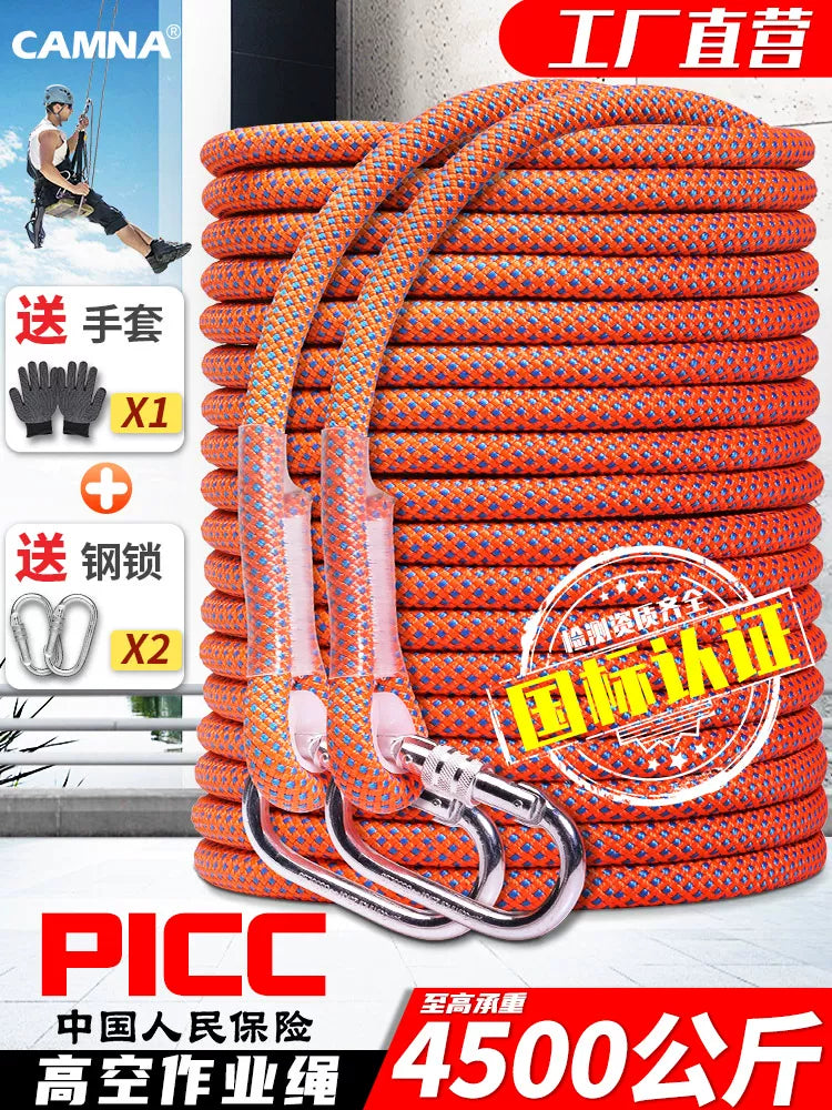 High-Strength Safety Rope with Hook for Aerial Work, Rescue, Climbing, and Rappelling
