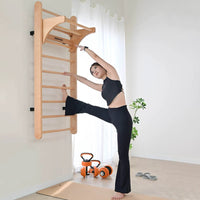 Wooden Wall Bars for Home Gym, Multifunctional Pull-Up and Rehabilitation Training Equipment