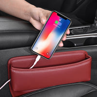 Car Seat Gap Organizer with Charging Port, Leak-Proof Storage Box