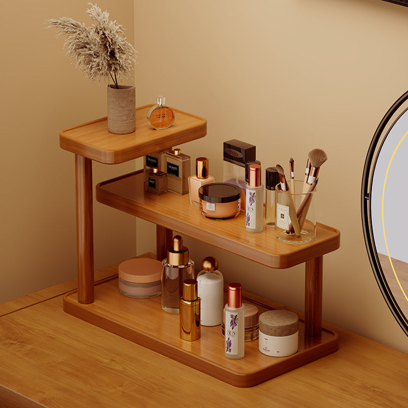 Wooden Desktop Cosmetic Organizer for Vanity and Entryway, Skincare and Perfume Storage Rack