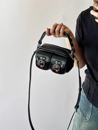 Women's 2024 New Motorcycle Camera Bag Small Square Shoulder Crossbody Handbag