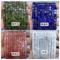 Natural Stone Square Cube Loose Beads for DIY Jewelry Making, 6x6mm