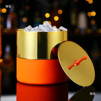 Stainless Steel Ice Bucket with Lid and Tongs for KTV Bar Champagne Wine Beer