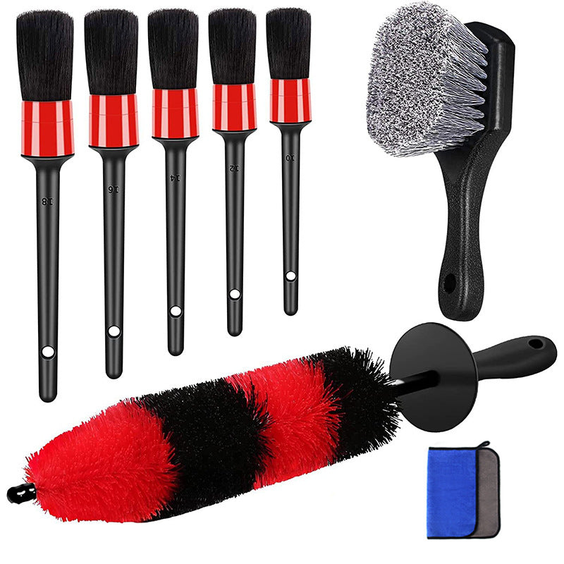 Car Cleaning Kit Wheel Tire Brush Wash Tool Set with Towel and Mat Brush