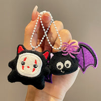 Halloween Plush Bat Ghost Pumpkin Spider Devil Keychain Bag Charm