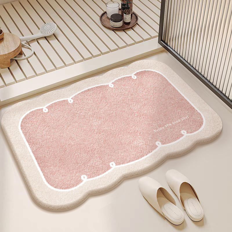 Absorbent Non-Slip Faux Cashmere Bathroom Mat for Shower and Entryway