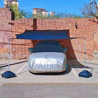 Retractable Sun Shade Net Support Pole with Base for Patio Garden Canopy