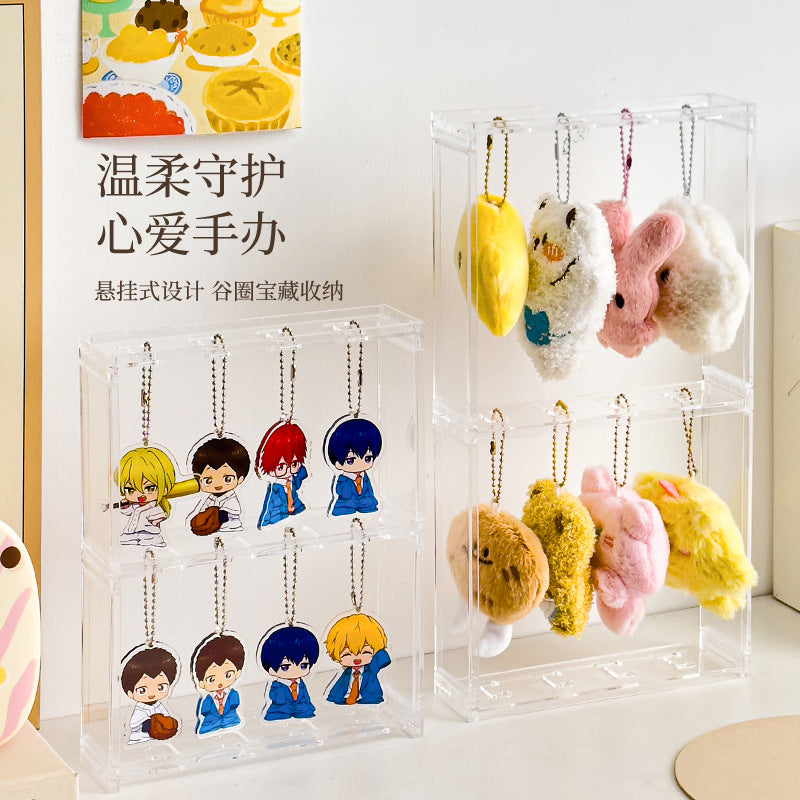 Acrylic Display Case for Gashapon Charms and Keychains, Dustproof Organizer for Anime Figures and Collectibles