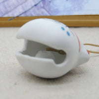 Ceramic Lucky Cat Bell Charm for Bags and Car Decor, Handmade Animal Pendant with Wooden Fish Bell, Student Gift