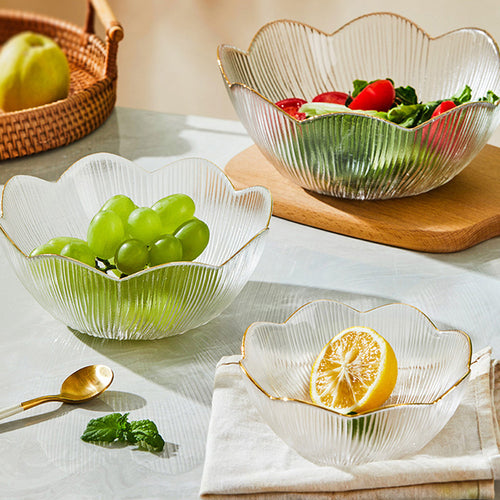 Lead-Free Crystal Glass Fruit Bowl and Snack Plate Set