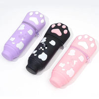Retractable Silicone Pen Pencil Case Cute Cat Paw Design
