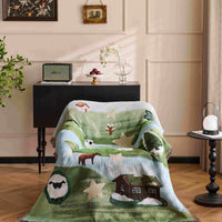 Vintage-Style Cotton Throw Blanket with Fringe for Sofa, Bed, Camping and Decor
