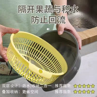 Double-Layer Kitchen Strainer Bowl Set with Drain Basket for Washing Vegetables and Fruits